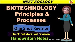 Biotechnology Principles amp Processes One Shot  NEET Biology  Class 12  Tina Maam [upl. by Origra]