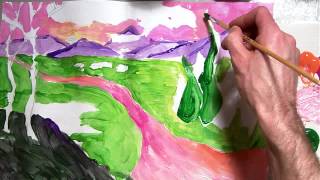 Fauvism Landscape Painting quotmedium shapes with bright colors and blending part 37MOV [upl. by Ayhay]