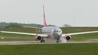 JET2FAST Nose Wheel Skid  B737800 Leeds Bradford Airport [upl. by Gaughan748]