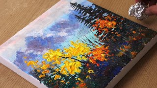 Autumn and winter come  Landscape painting  Easy Acrylic Painting Technique  Step By Step 455 [upl. by Elocel]