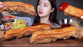 통수육 수 육 튀 김 치차론✨ 불닭소스 amp 과콰몰리 먹방 ASMR MUKBANG  Crispy Fried pork Belly Chicharron Fire Sauce [upl. by Murdoch]