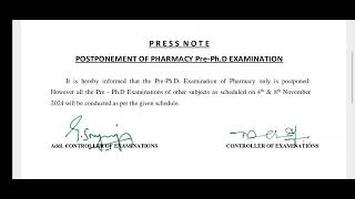 KU pharmacy Pre Phd exams postponement [upl. by Eliam]