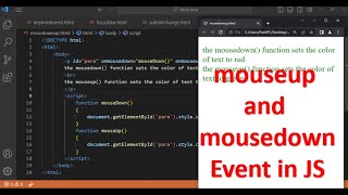 mouseup and mousedown event in JavaScript  Events in JS  JavaScript Tutorial in Hindi Part 52 [upl. by Aiepoissac]