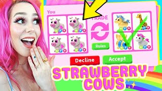 Trading Only NEW STRAWBERRY COWS in Adopt Me Roblox Adopt Me Pet Trading [upl. by Berri111]