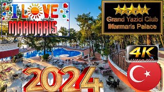 4K GRAND YAZICI CLUB MARMARIS PALACE 2024 GOOD BEACH RESORT MUGLA TURKEY [upl. by Shadow694]