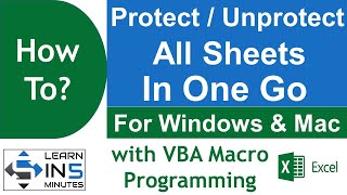 How to protect  unprotect all sheets in one go using VBA in Excel [upl. by Denney]