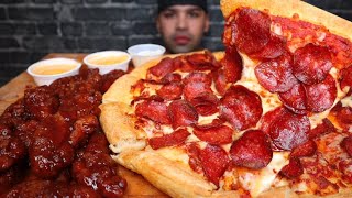 ASMR EATING PIZZA HUT PEPPERONI AND CHEESE PIZZA DQ HONEY BBQ TENDERS MUKBANG [upl. by Matta]