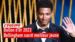 Ballon dOr 2023  Jude Bellingham Real Madrid remporte le Trophée Kopa du meilleur jeune [upl. by Gard]