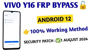 Vivo Y16 Frp Bypass Android 12 Latest Security 2024  Y16 Frp Bypass Android 12 Without Pc [upl. by Ahsykal293]