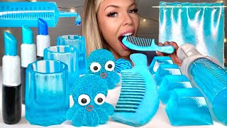 ASMR BLUE DESSERTS EDIBLE COMB GIANT SYRINGE EDIBLE LIPSTICK MUKBANG 먹방 [upl. by Nepets]