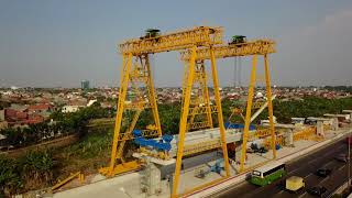 U shape Beam launcher and gantry crane for Jakarta LRT metro bridge [upl. by Dolloff]