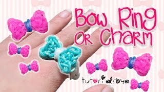 UPDATED Bow Ring  Charm Rainbow Loom Tutorial  How To [upl. by Akerdnahs821]