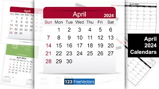 April 2024 Calendar  123FreeVectors [upl. by Lenahtan700]