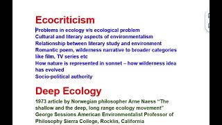 Ecocriticism  Deep Ecology  Oikopoetics  Biocentric Equality  Hindi Explanation [upl. by Haye]