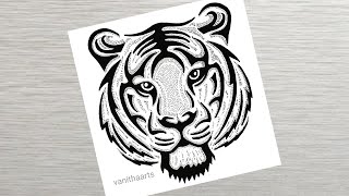 Tiger Drawing  How to draw a Tiger  step by step drawing  dodle zentangle tiger tigerdrawing [upl. by Egroeg]