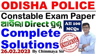 Odisha Police Constable Exam 2023Complete Solutions All Questions OP Constable By Chinmaya Sir [upl. by Cohbert]