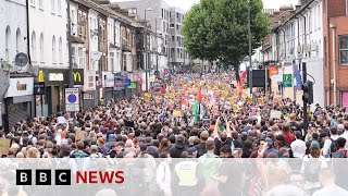 Antiracism protests take place across England after violent unrest  BBC News [upl. by Aileon800]