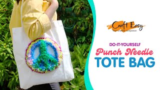 DIY Punch Needle Tote Bag Easy to do crafting [upl. by Alikat]