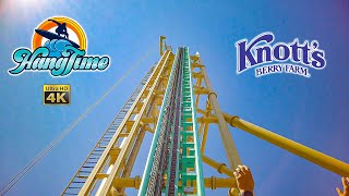 August 2022 HangTime Roller Coaster On Ride 4K POV Knotts Berry Farm [upl. by Anadal]