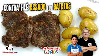 Receita de Contra Filé Assado com Batatas  Tv Churrasco [upl. by Honor155]