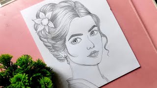 how to draw a beautiful girl  step by step  girl drawing easy  pencil sketch for beginners [upl. by Victorie]