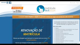 Matrícula Fácil 2024  rede estadual do Rio de Janeiro calendário inscrições online [upl. by Annhej]