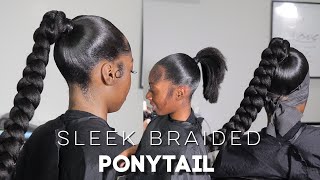 Sleek Mid High Braided Ponytail Natural Mold Iamroxybennett Ponytails [upl. by Sinnard]