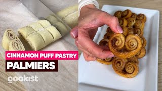 Cinnamon palmiers puff pastry elephant ears just 3 ingredients for a perfect sweet [upl. by Flanna517]