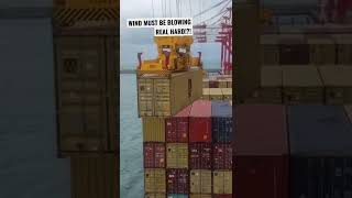 Crane OPERATOR tries to load cans during EXTREME WINDS on the port windy shorts shortsfeed wow [upl. by Edalb]