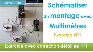 Schématiser un montage photo avec multimètre ex1 en 3 🔋  électricité collège [upl. by Papageno42]