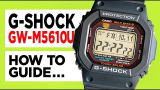 GSHOCK GWM5610U Module 3495  How to set up the Time and Date Alarms Stopwatch amp Timer [upl. by Ailongam]