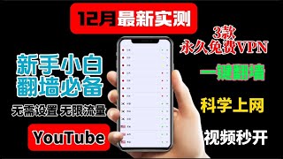 12月实测精选永久免费 3款手机端 VPN（2023年度款全网首发），无限流量实测80000KB，国际大厂，比付费好用速度8K，4K高速，无广告，一键翻墙，就是这么强！ [upl. by Bratton28]