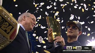 FULL The Michigan Wolverines HOIST the CFP National Championship Trophy  ESPN College Football [upl. by Hammond131]