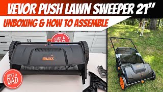 VEVOR Push Lawn Sweeper 21quot UNBOXING amp How to Assemble [upl. by Romo]