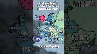 of people with mental health disorders in European countries 🧠 map mapping geography [upl. by Rednasyl]