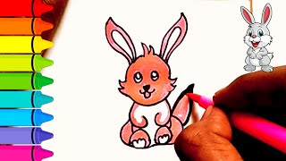 CUTE RABBIT 🐰🐰 Easy Drawing step by step  Funny FACTS ‎‎Kidsinfodrawing [upl. by Bliss779]