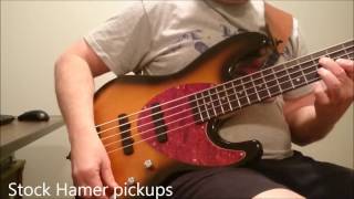 Bass pickup comparison Bartolini 9J1 Both pickups turned all the way up [upl. by Neffets]