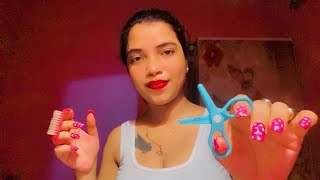 ASMR threading 🧵your eyebrows 🧖‍♀️✂️ 🪥 asmr [upl. by Marden]