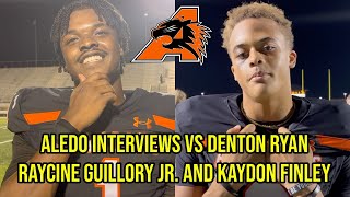 Aledos Raycine Guillory Jr and Kaydon Finley Talk Win vs Denton Ryan  Texas HS Football TXHSFB [upl. by Aseeram]