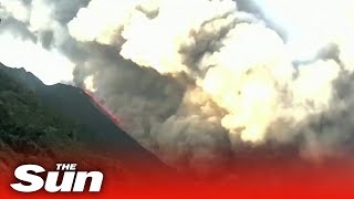 Lava reaches the sea as Italys Stromboli volcano erupts [upl. by Yanal15]