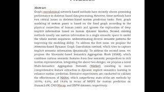 Multi Semantics Aggregation Network Based on the Dynamic Attention Mechanism for 3D Human Motion Pre [upl. by Widera]