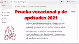 UES PRUEBA PSICOLÓGICA Y DE APTITUDES NUEVO INGRESO 2021 [upl. by Nossila]