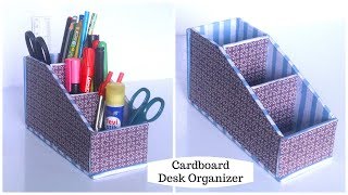 DIY Cardboard Organizer  Desk Organizer  Cardboard Crafts Easy [upl. by Allecsirp]