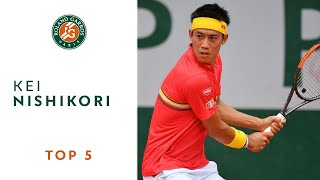 Kei Nishikori  TOP 5  Roland Garros 2018 [upl. by Fabian]