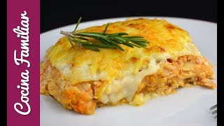 LASAÑA DE ATÚN y bechamel gratinada con queso [upl. by Aihsot]