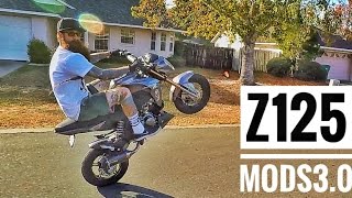 Kawasaki Z125 WHEELIES amp Mods 30 [upl. by Notwen106]