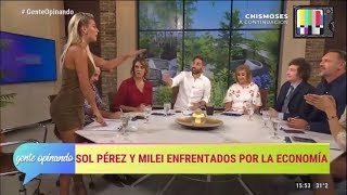 Sol Perez se retira del programa tras cruzarse con Milei 180219 [upl. by Aiclid]