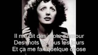 Edith Piaf La vie en rose with lyrics [upl. by Haliehs]