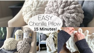 How to Hand Knit a Chenille Round Ball Pillow in 15 min 🧶 🪢 [upl. by Ivatts]