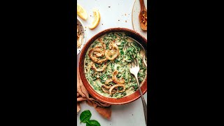 Garlicky Vegan Creamed Spinach  Minimalist Baker Recipes [upl. by Norym]